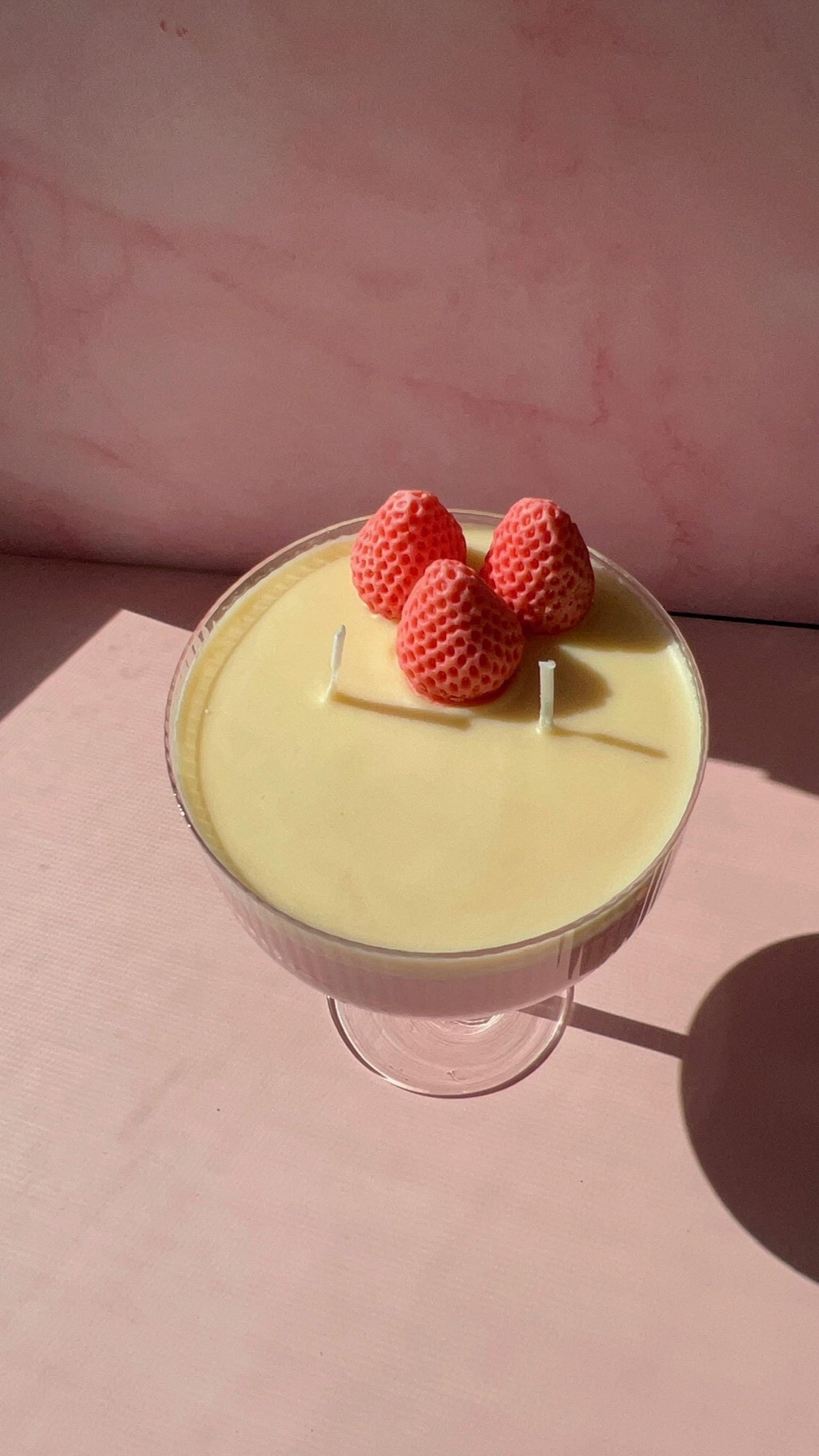 Strawberry Daiquiri Cocktail Candle: Eco Soy Wax, Reusable Glass