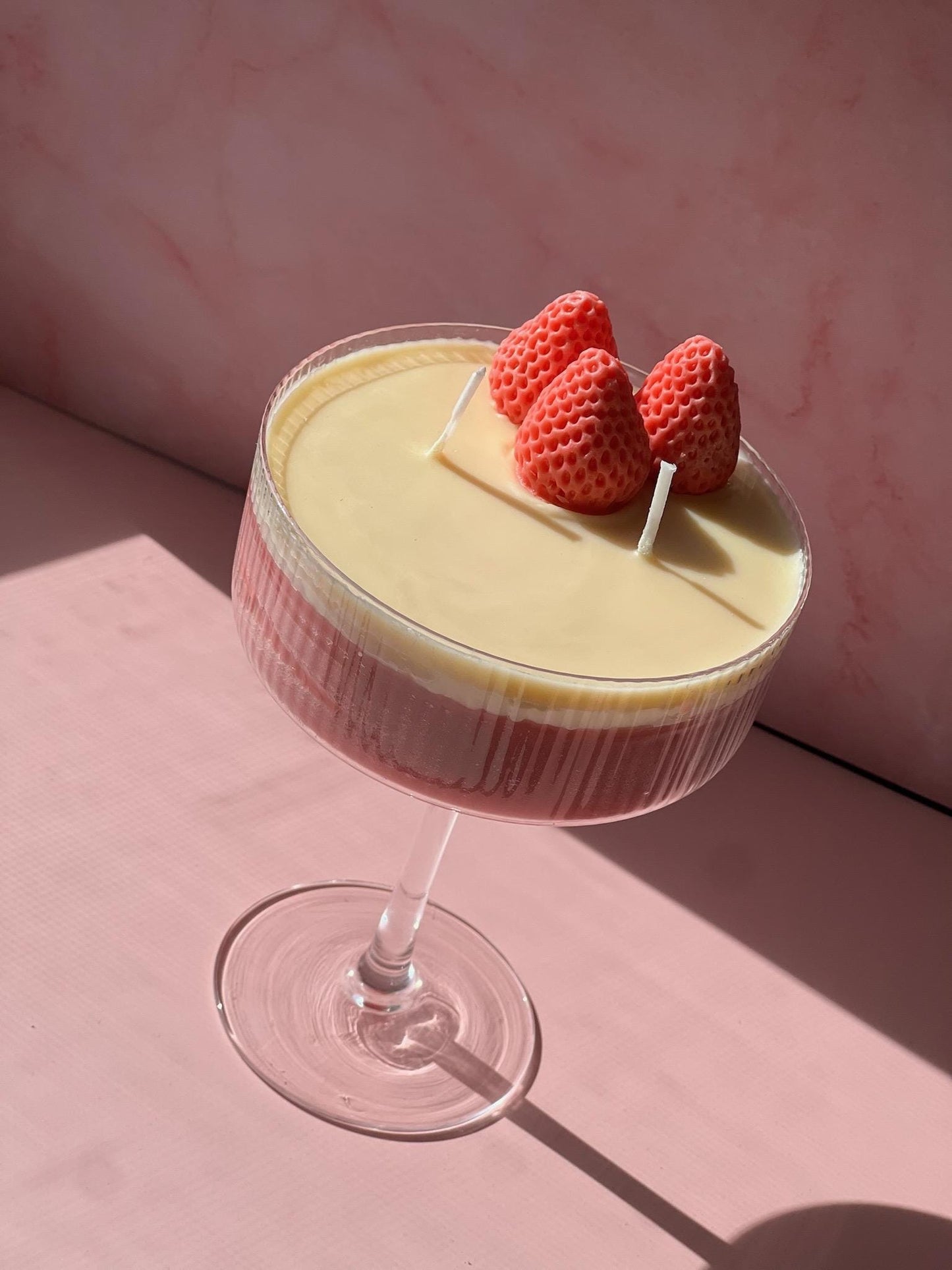 Strawberry Daiquiri Cocktail Candle: Eco Soy Wax, Reusable Glass