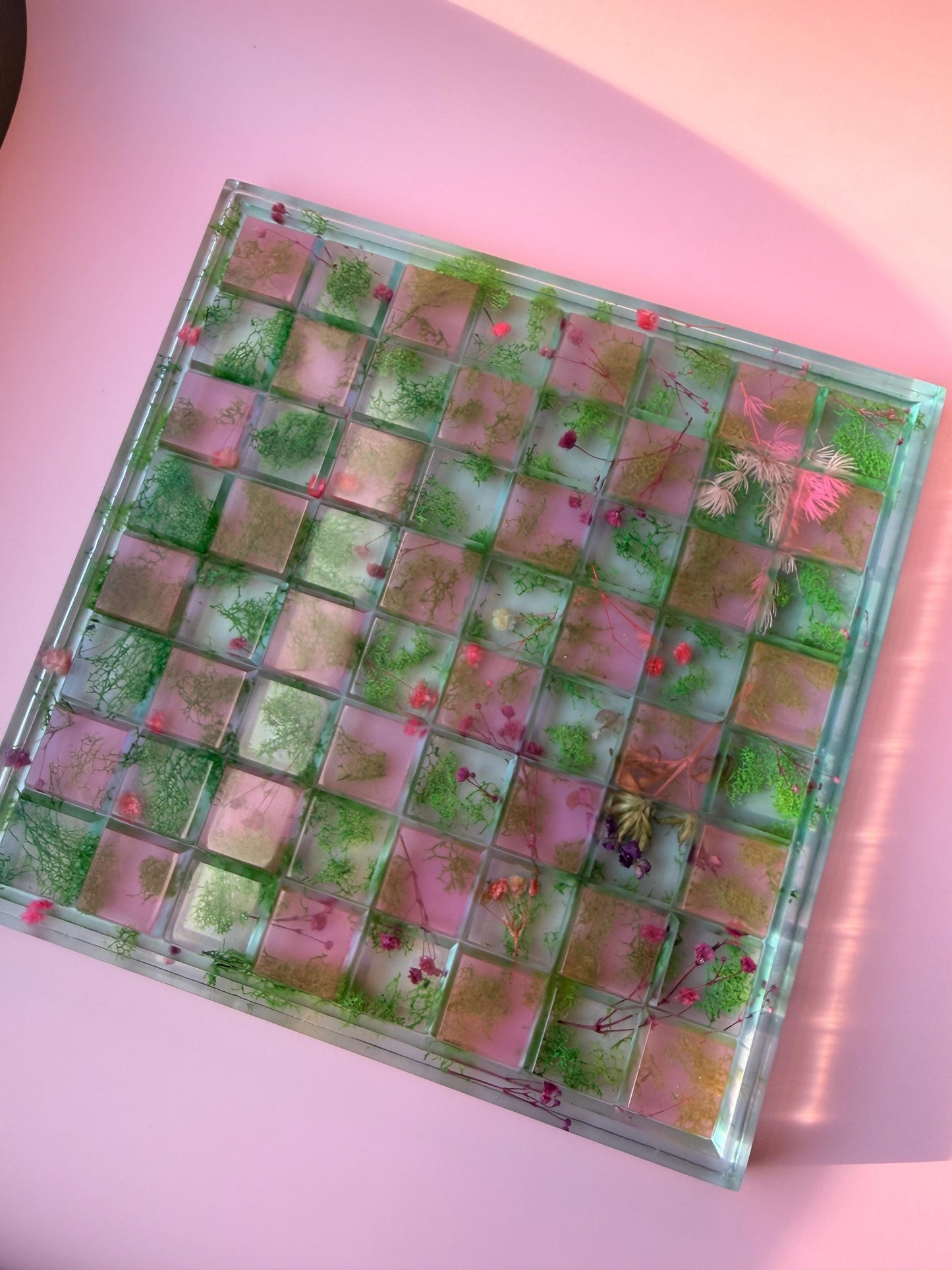 Custom Moss and Pressed Flower Chess Set - Handmade Nature Inspired - Luxury Home Décor