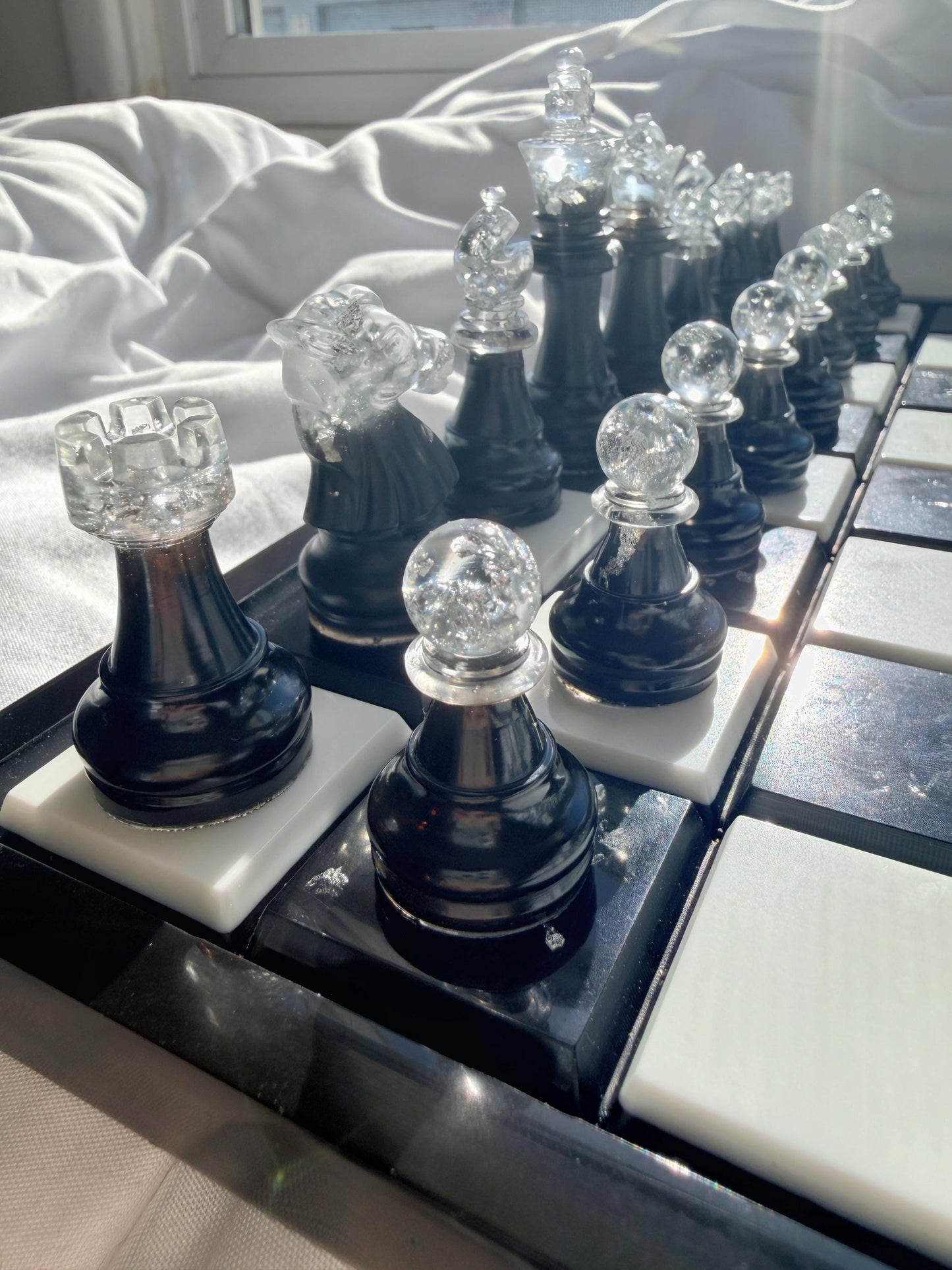 Unique Epoxy Resin Classic Chess Set: Handmade Luxury Board Game