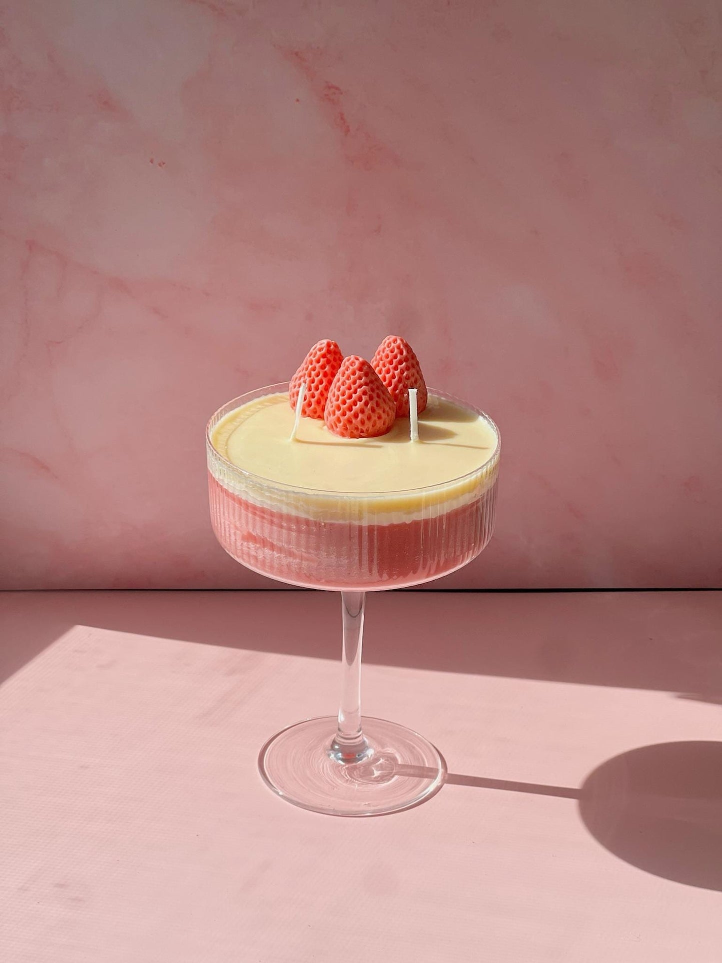 Strawberry Daiquiri Cocktail Candle: Eco Soy Wax, Reusable Glass