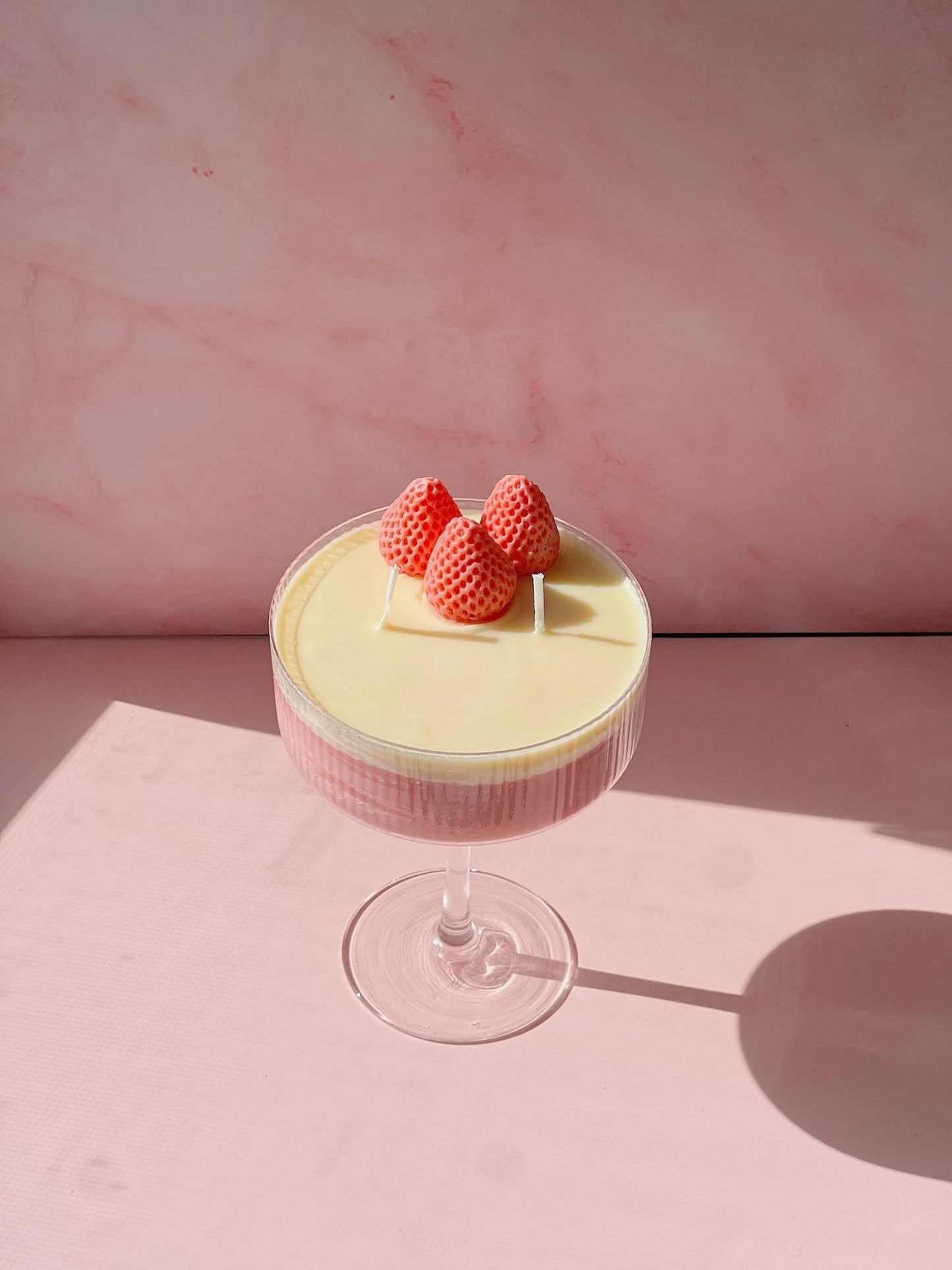 Strawberry Daiquiri Cocktail Candle: Eco Soy Wax, Reusable Glass