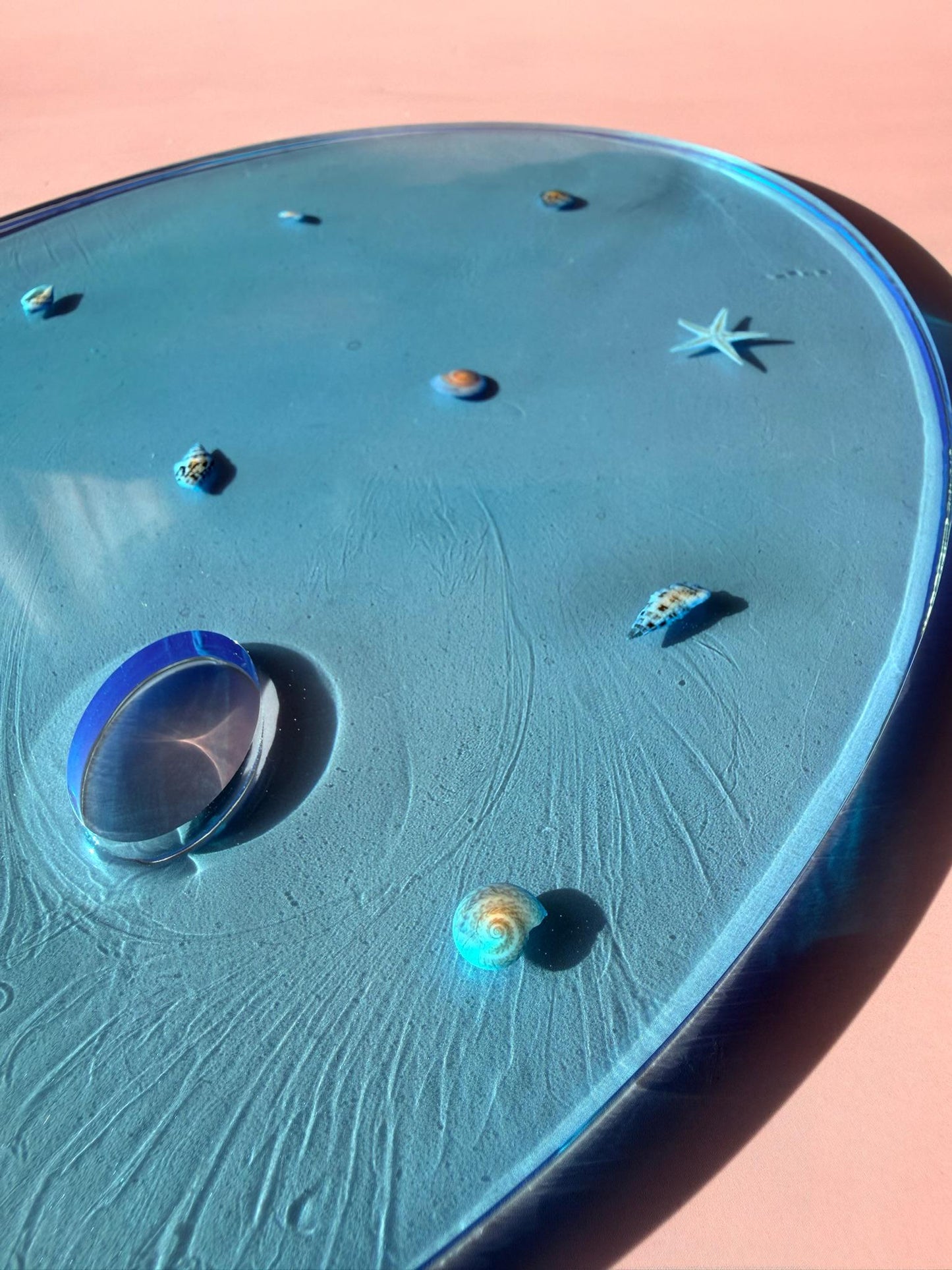 Custom Resin Paint Palette with Pressed Flowers & Seashells: Unique Artist Gift
