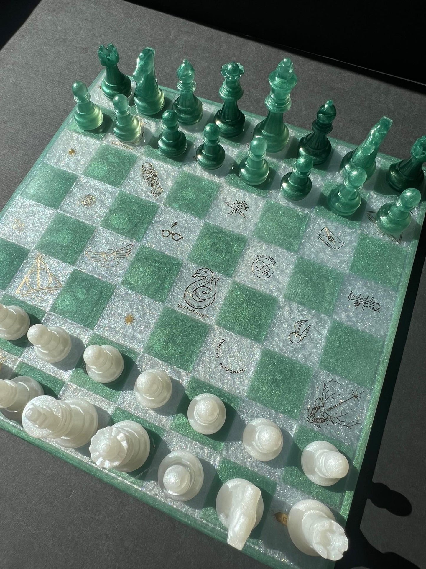 Handmade Harry Potter Theme Resin Chess Set | Custom Luxury Wizarding Gift, Unique Game Board