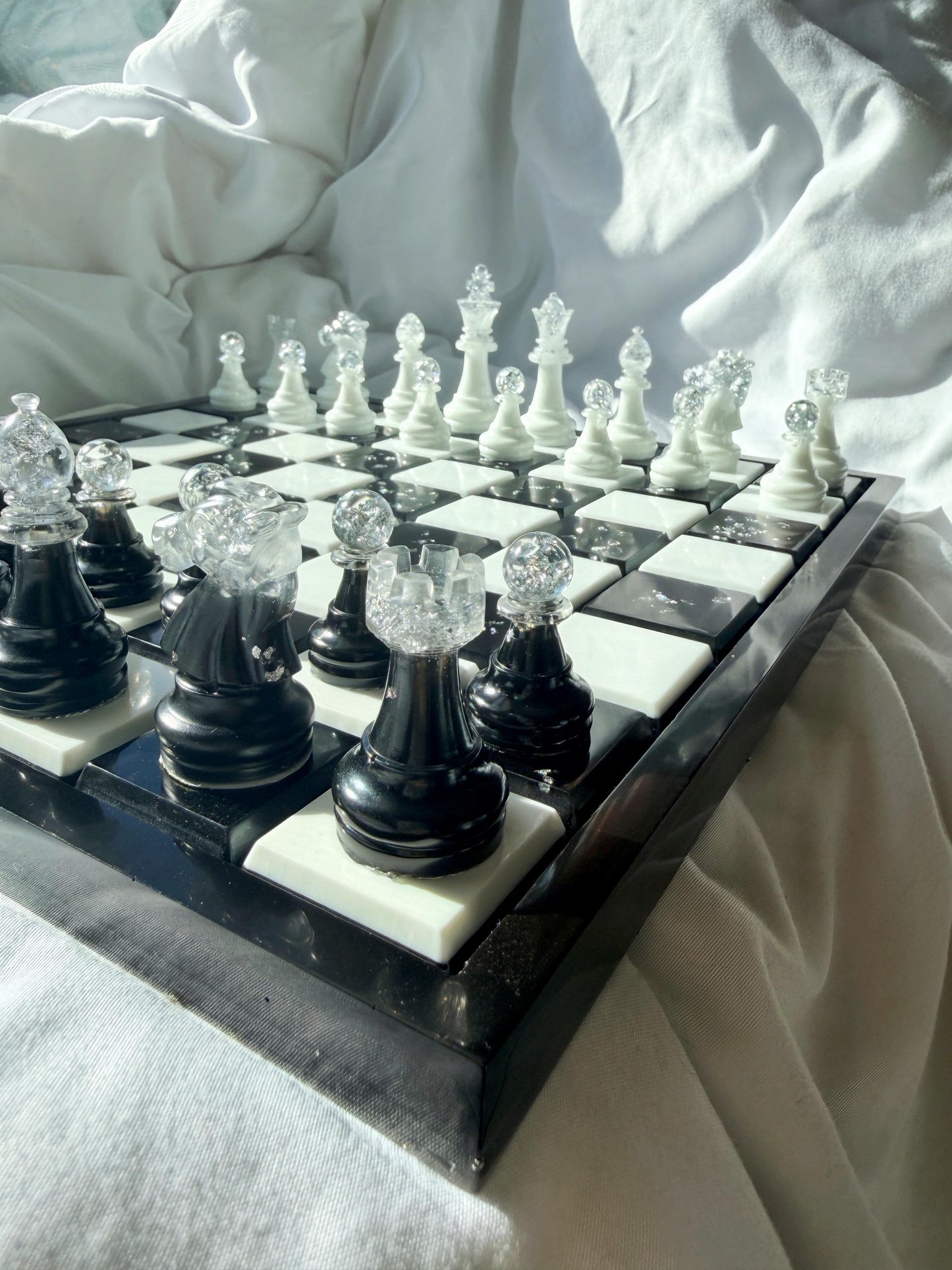 Unique Epoxy Resin Classic Chess Set: Handmade Luxury Board Game