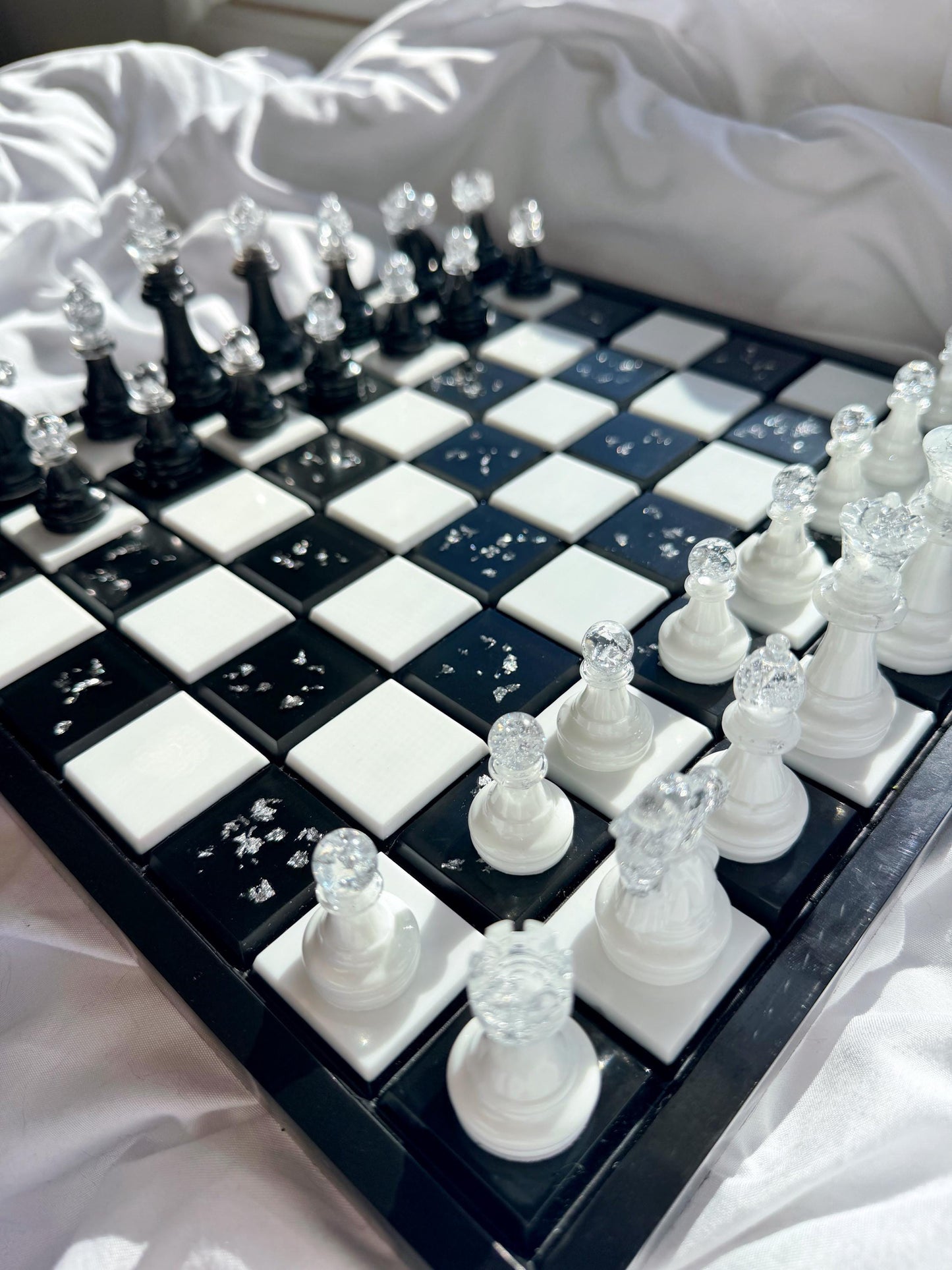 Unique Epoxy Resin Classic Chess Set: Handmade Luxury Board Game