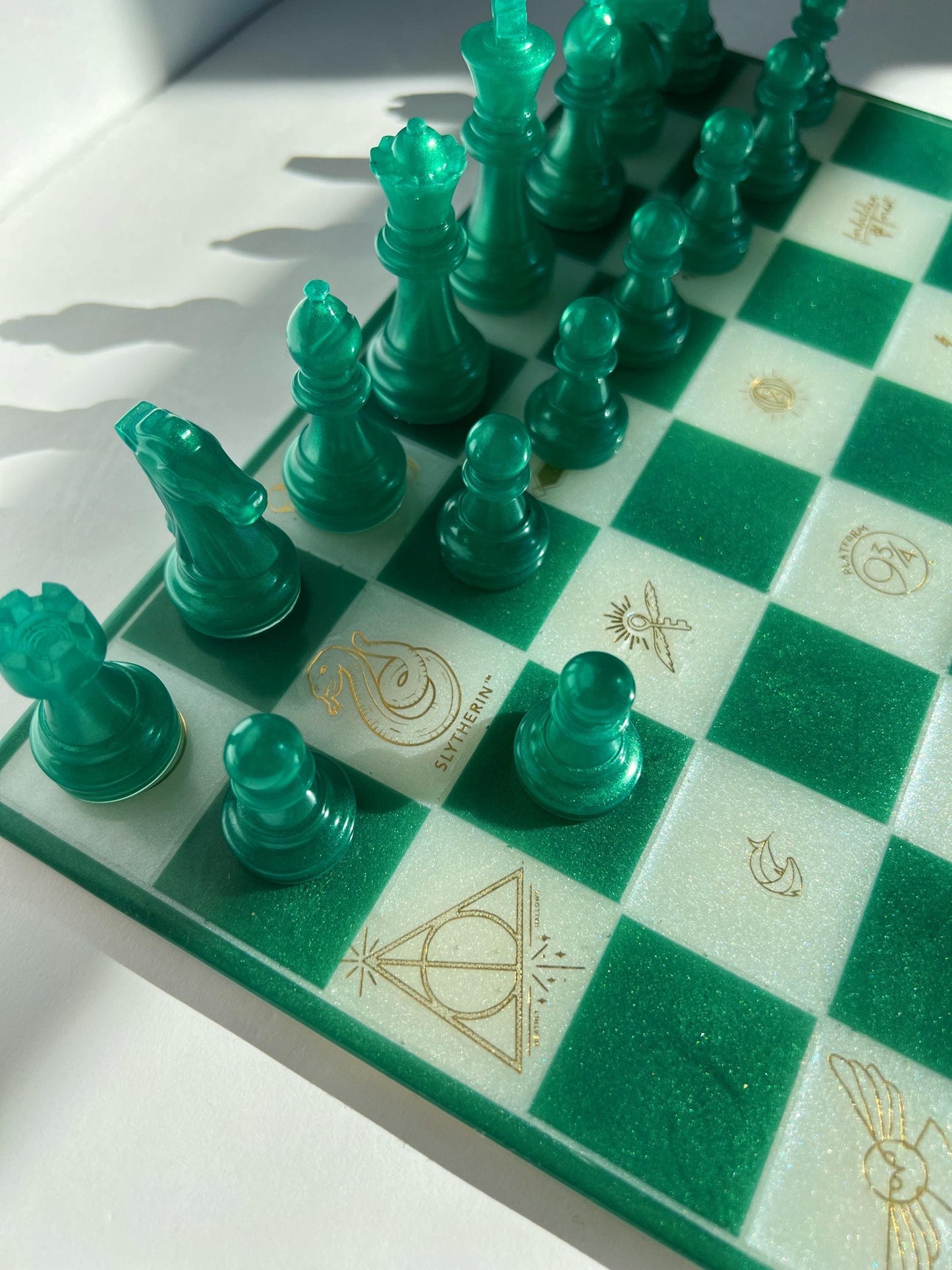 Handmade Harry Potter Theme Resin Chess Set | Custom Luxury Wizarding Gift, Unique Game Board