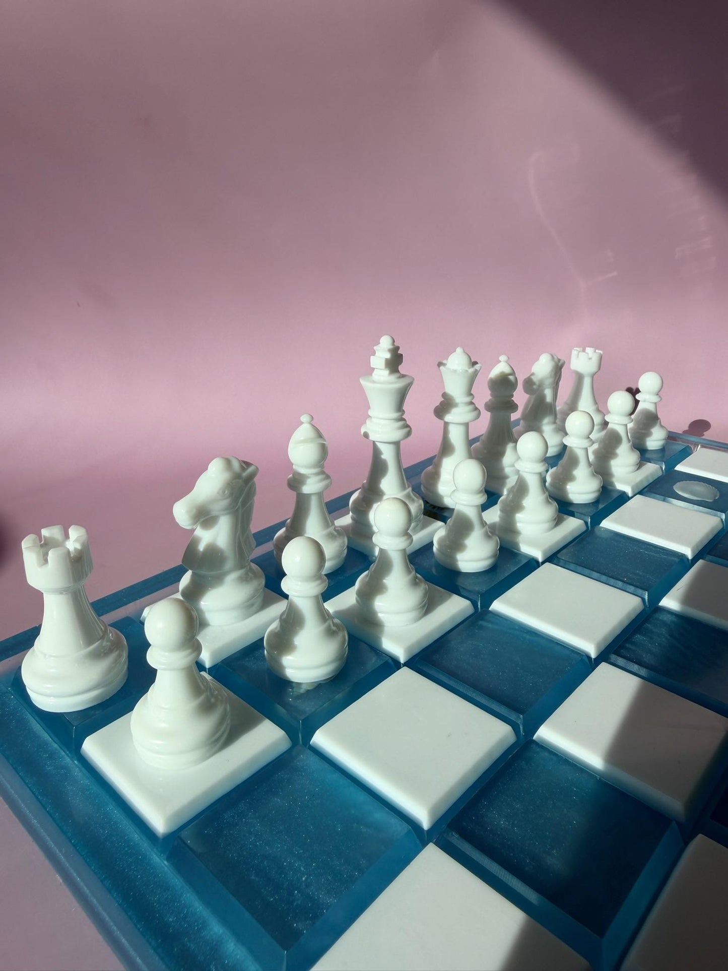 Unique Ocean Epoxy Resin Chess Set: Handmade Luxury Board Game