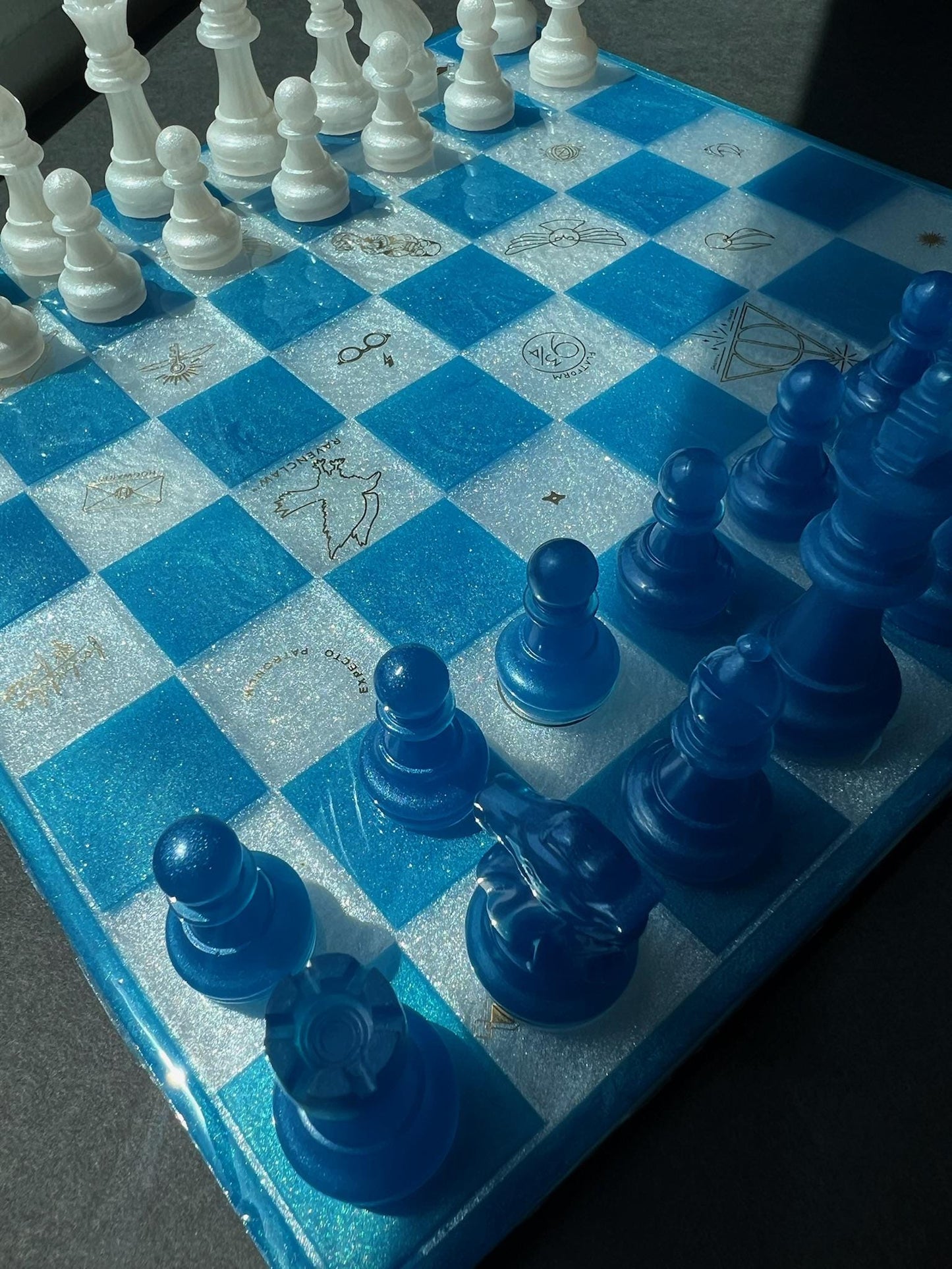 Handmade Harry Potter Theme Resin Chess Set | Custom Luxury Wizarding Gift, Unique Game Board