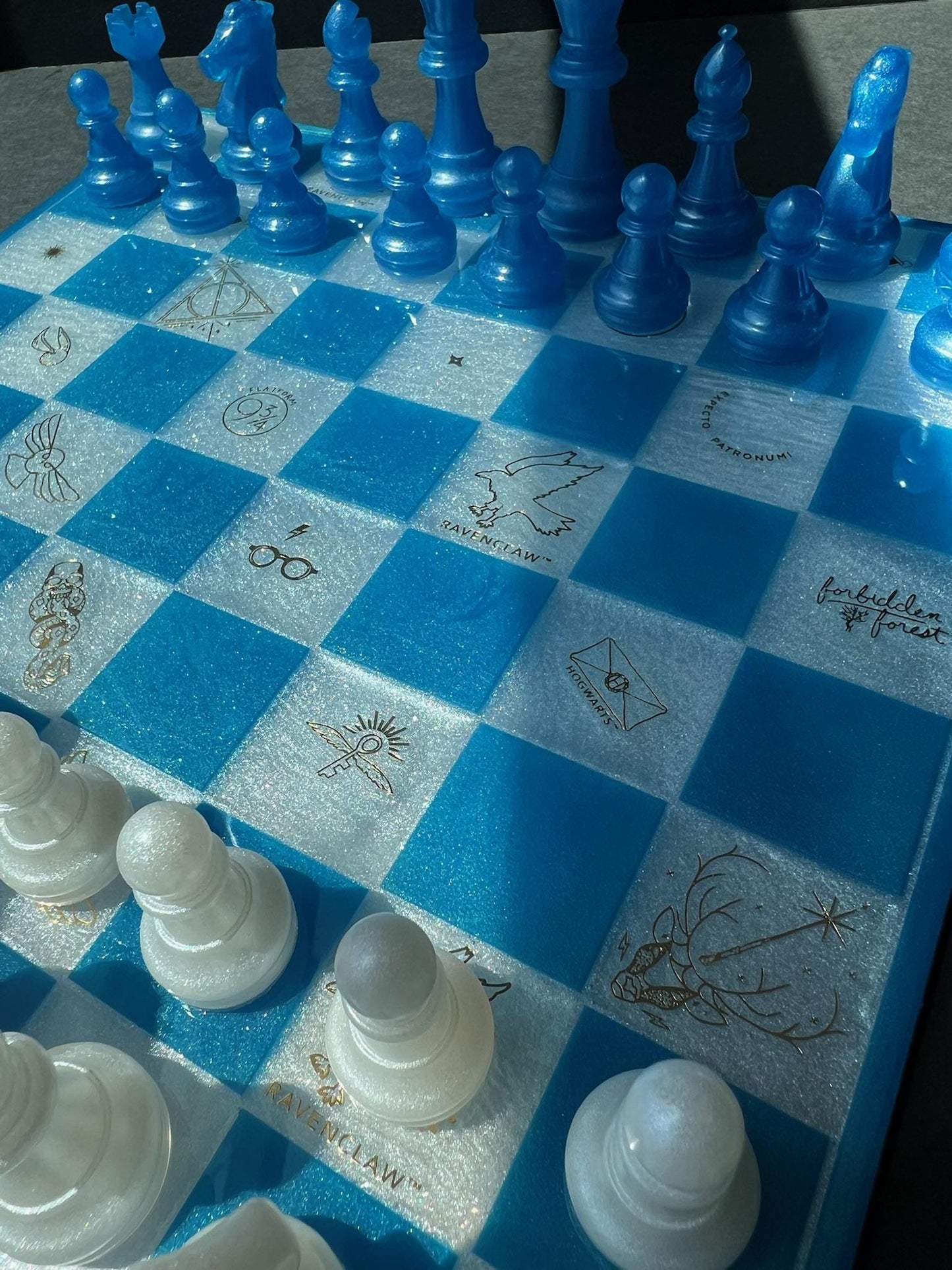 Handmade Harry Potter Theme Resin Chess Set | Custom Luxury Wizarding Gift, Unique Game Board