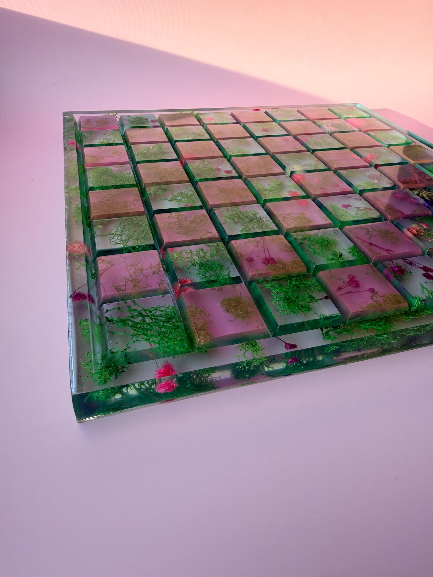 Custom Moss and Pressed Flower Chess Set - Handmade Nature Inspired - Luxury Home Décor