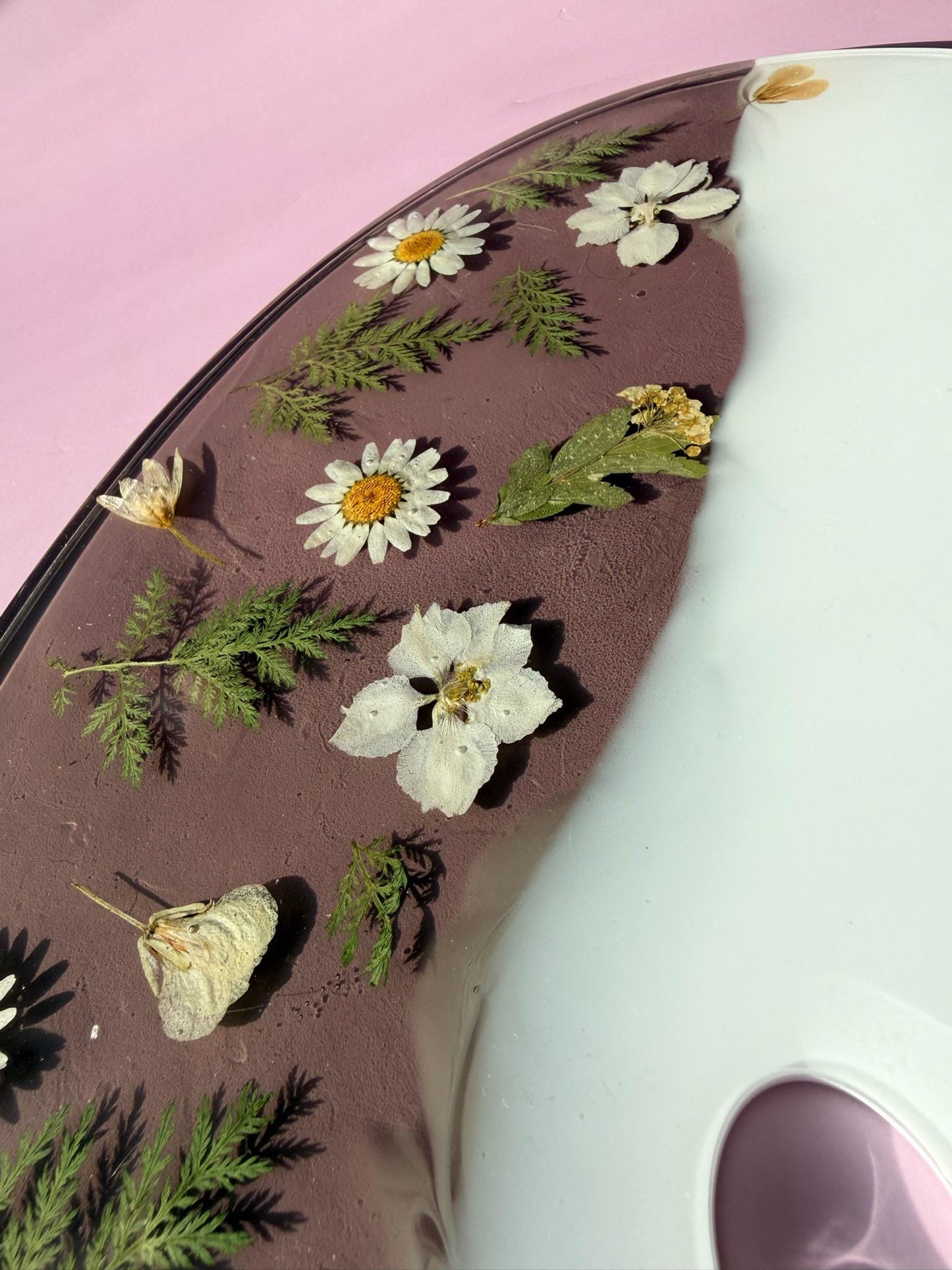 Custom Resin Paint Palette with Pressed Flowers & Seashells: Unique Artist Gift