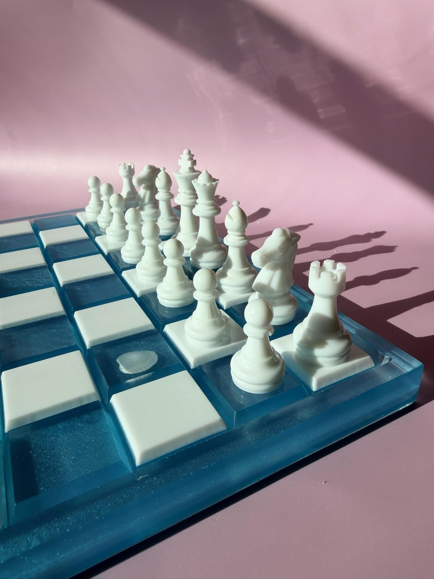 Unique Ocean Epoxy Resin Chess Set: Handmade Luxury Board Game