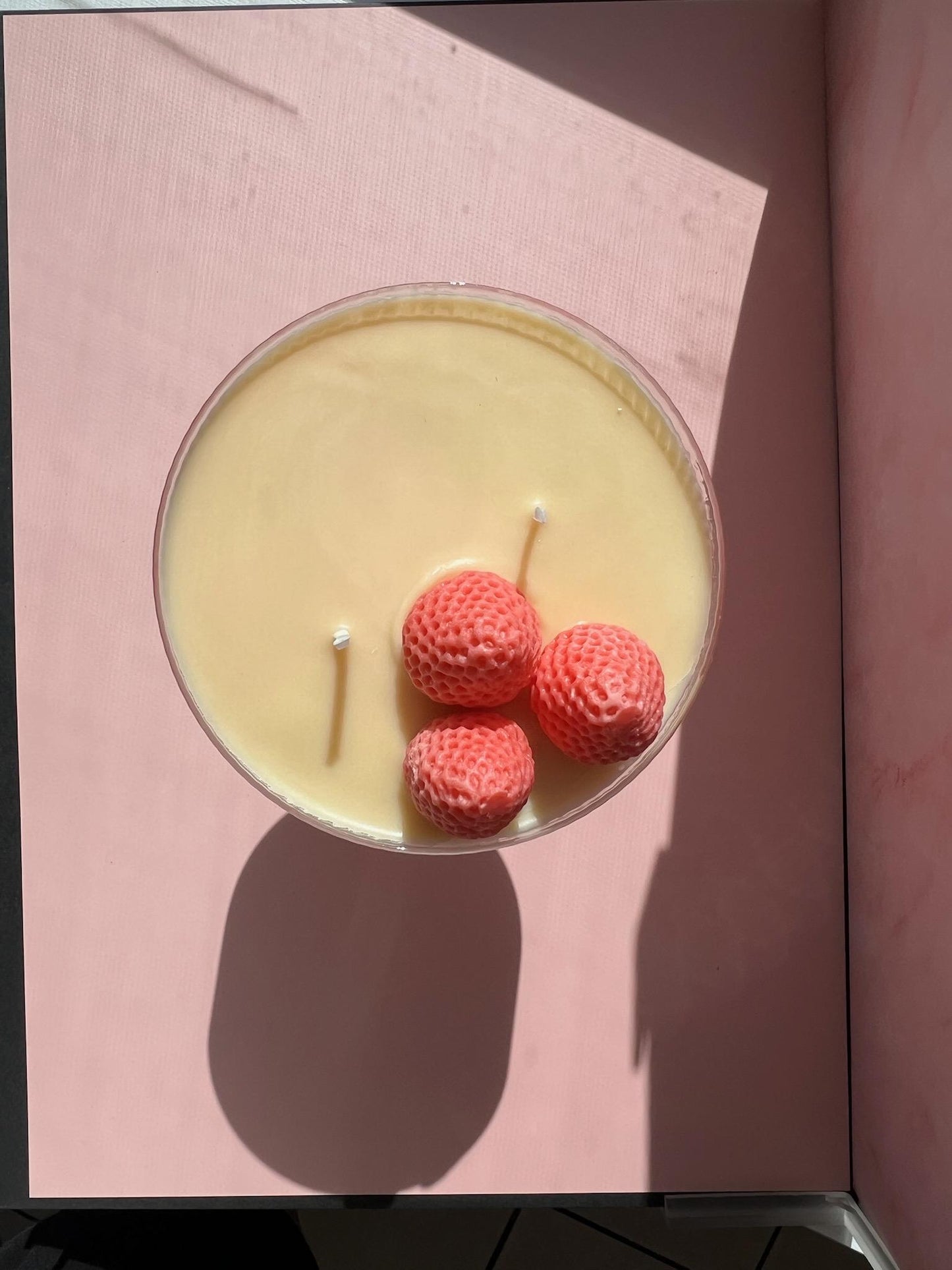 Strawberry Daiquiri Cocktail Candle: Eco Soy Wax, Reusable Glass