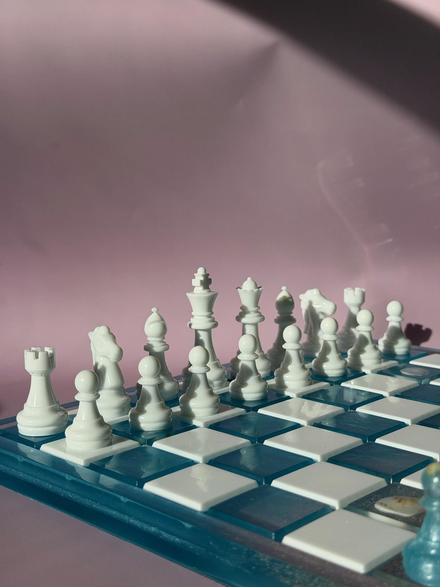 Unique Ocean Epoxy Resin Chess Set: Handmade Luxury Board Game