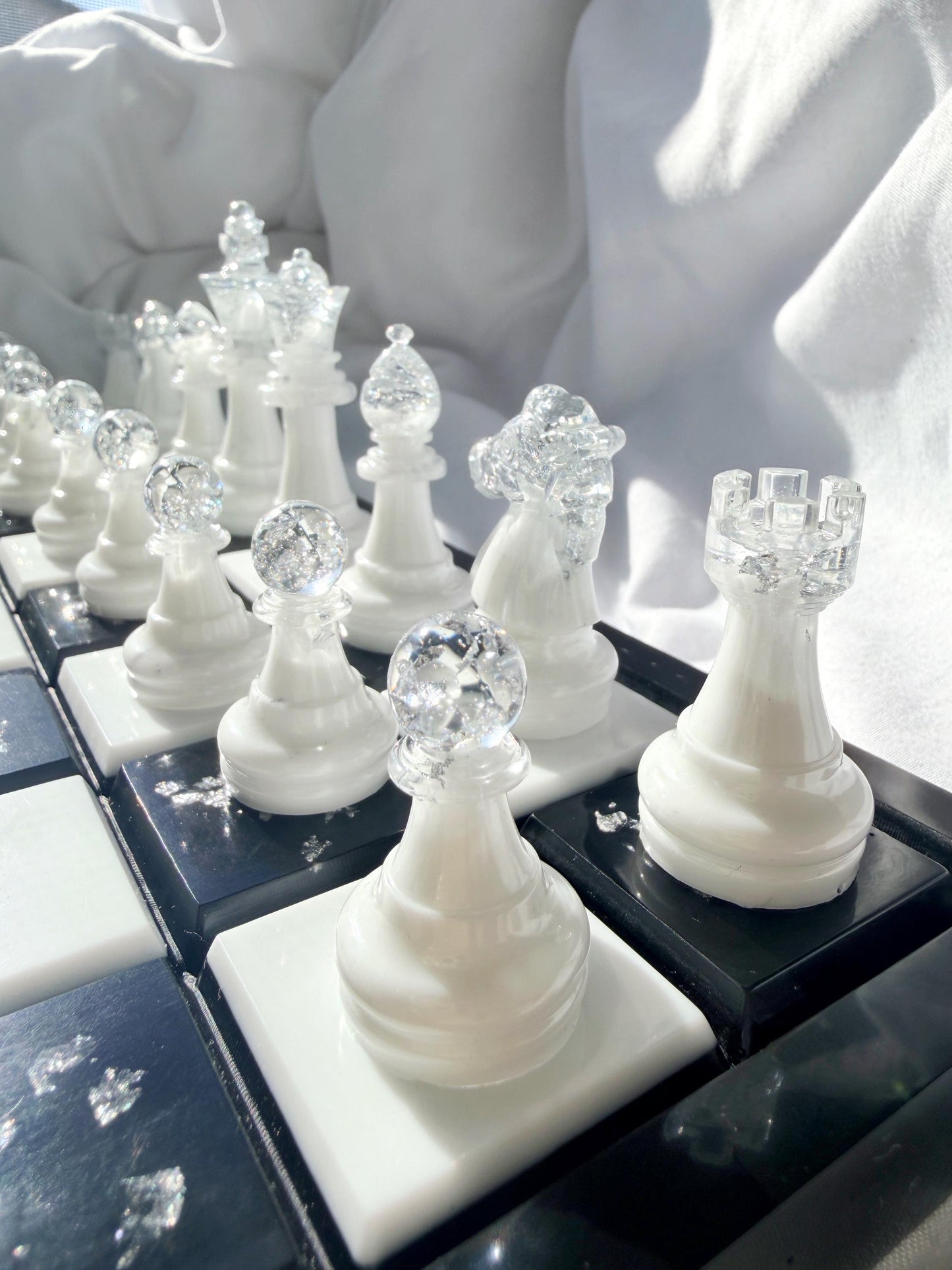 Unique Epoxy Resin Classic Chess Set: Handmade Luxury Board Game
